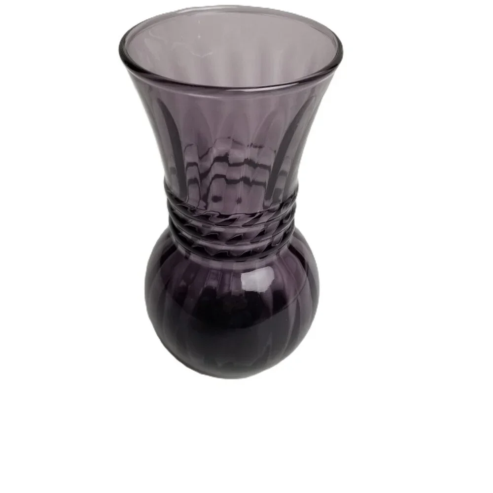 Indiana Glass Swirl Vase 6.5 Inch Plum Purple Vintage Collectible MCM